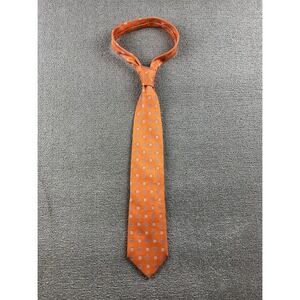 Vintage Grant Thomas Necktie Men Orange Medallion 100% Silk Hand Sewn Business